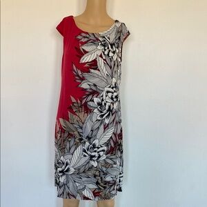 Elegant Red and Black Floral Dress